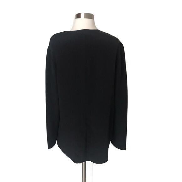 Bloomingdale's Black Women Silk Blouse Top Size 8 Long Sleeve Rectangle Button - Picture 8 of 11